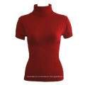 Ladies Seamless Short Sleeve Turtleneck Top Diamond Pattern